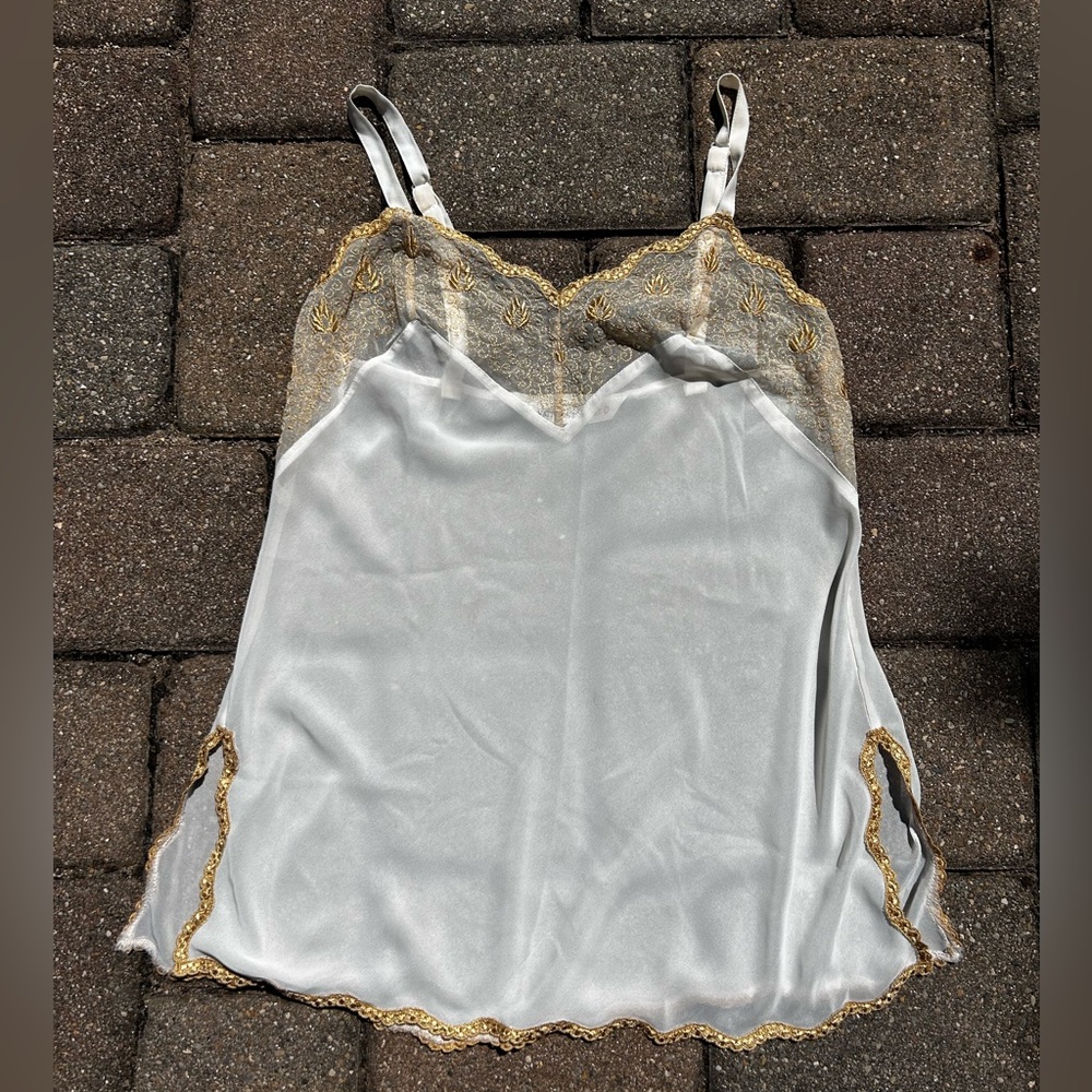 Vintage Victoria Secret, Sheer with Gold detailing Top